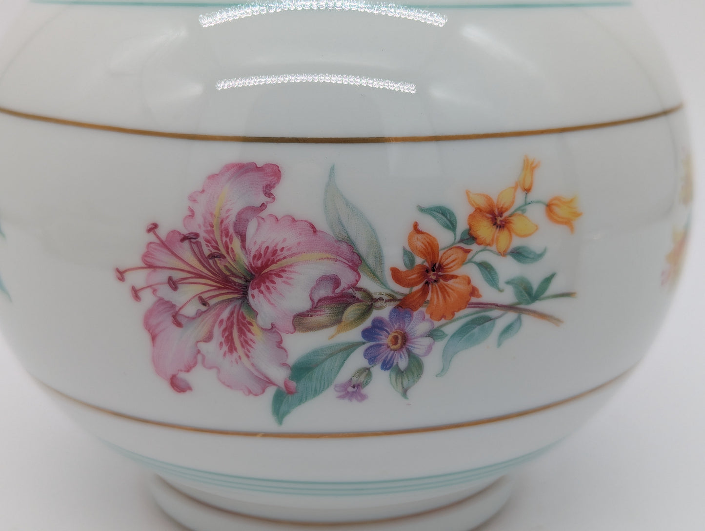 Arzberg Porzellan Dose mit Deckel Blumendekor handbemalt vergoldet