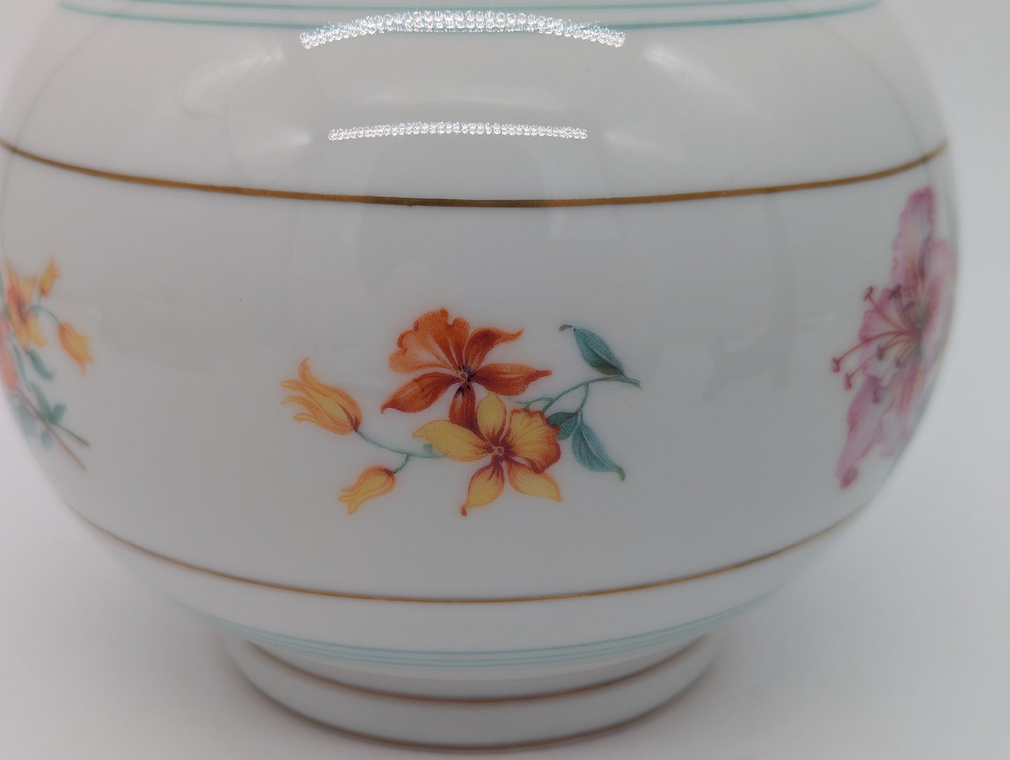 Arzberg Porzellan Dose mit Deckel Blumendekor handbemalt vergoldet