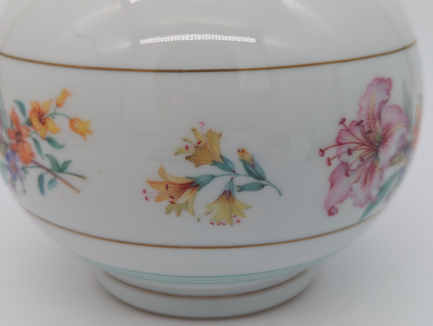 Arzberg Porzellan Dose mit Deckel Blumendekor handbemalt vergoldet