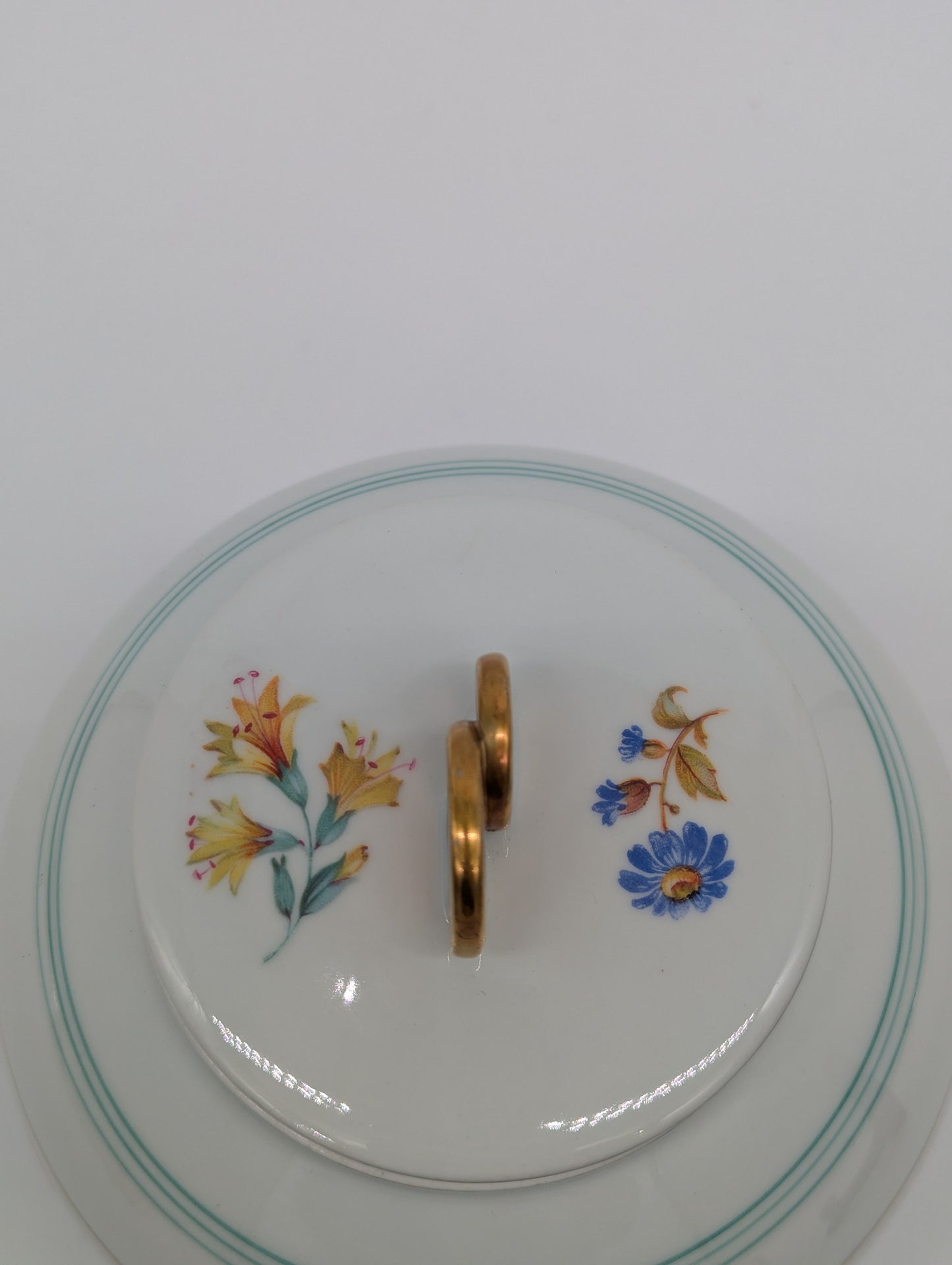 Arzberg Porzellan Dose mit Deckel Blumendekor handbemalt vergoldet