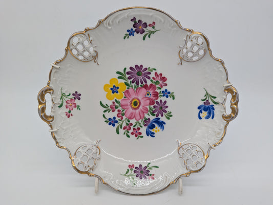 Rosenthal Molière Wandteller Blumendekor Durchbruch vergoldet