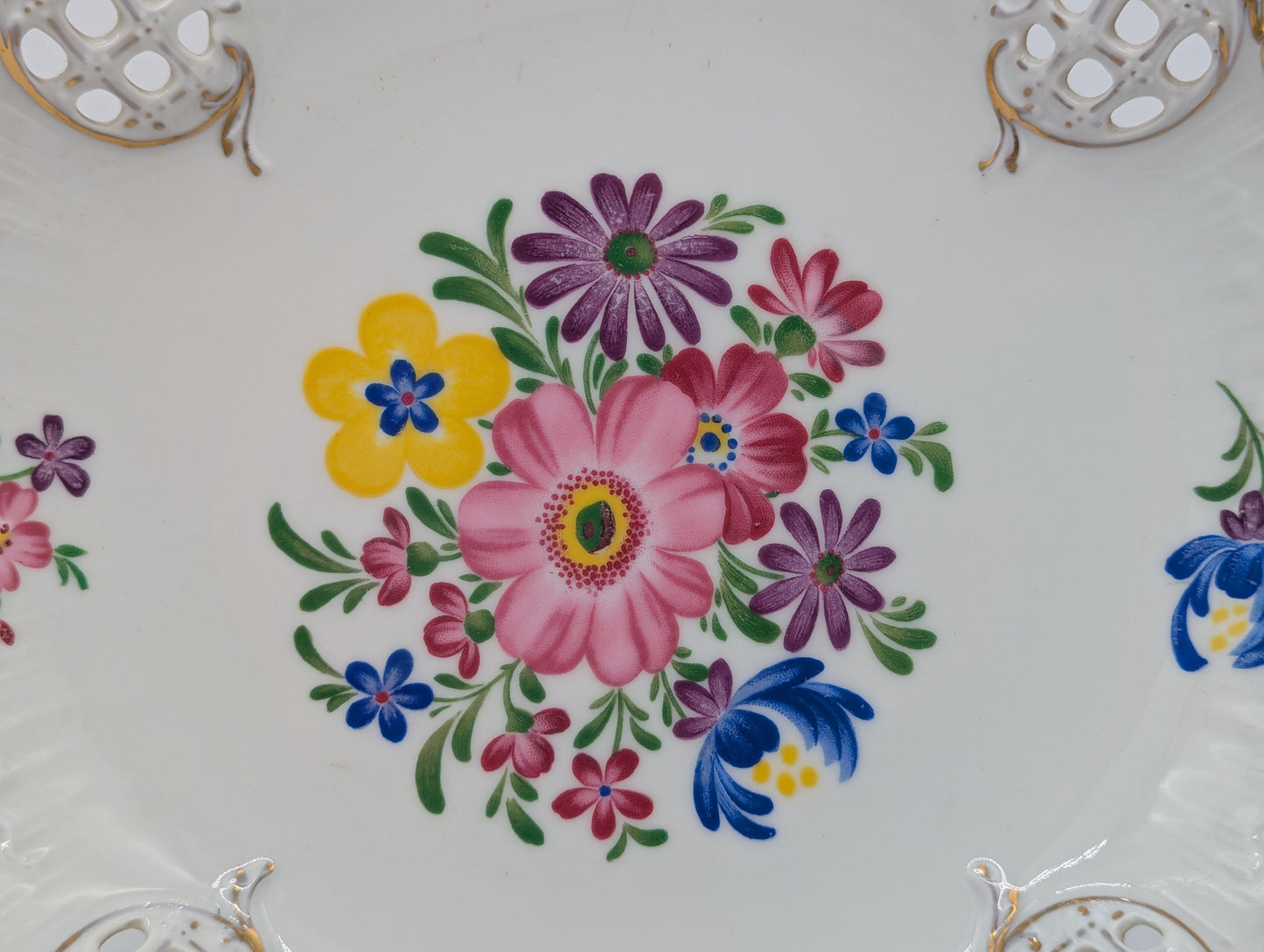 Rosenthal Molière Wandteller Blumendekor Durchbruch vergoldet