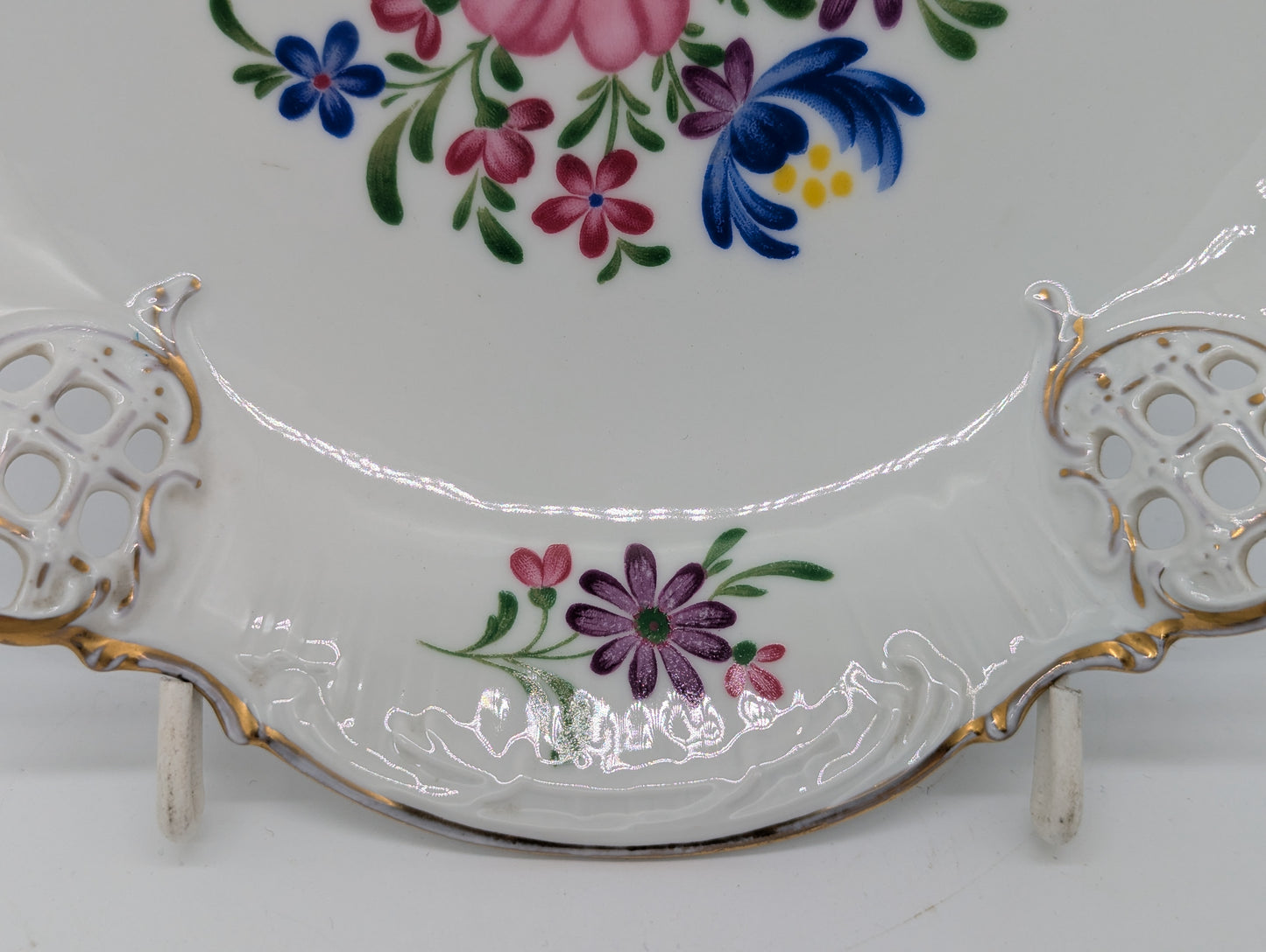 Rosenthal Molière Wandteller Blumendekor Durchbruch vergoldet