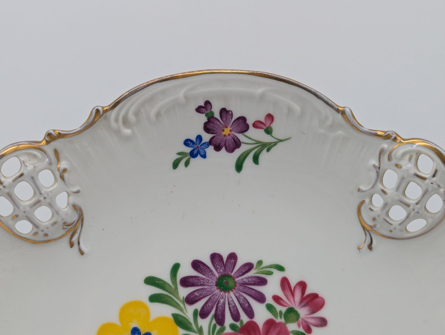 Rosenthal Molière Wandteller Blumendekor Durchbruch vergoldet