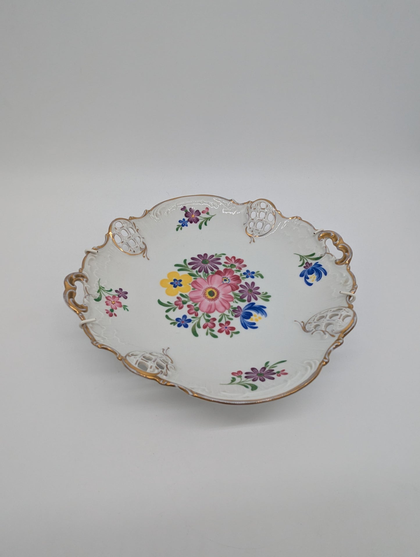 Rosenthal Molière Wandteller Blumendekor Durchbruch vergoldet