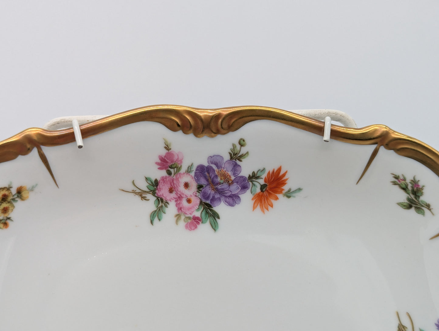 Edelstein Bavaria Porzellan Wandteller Handarbeit Blumendekor vergoldet