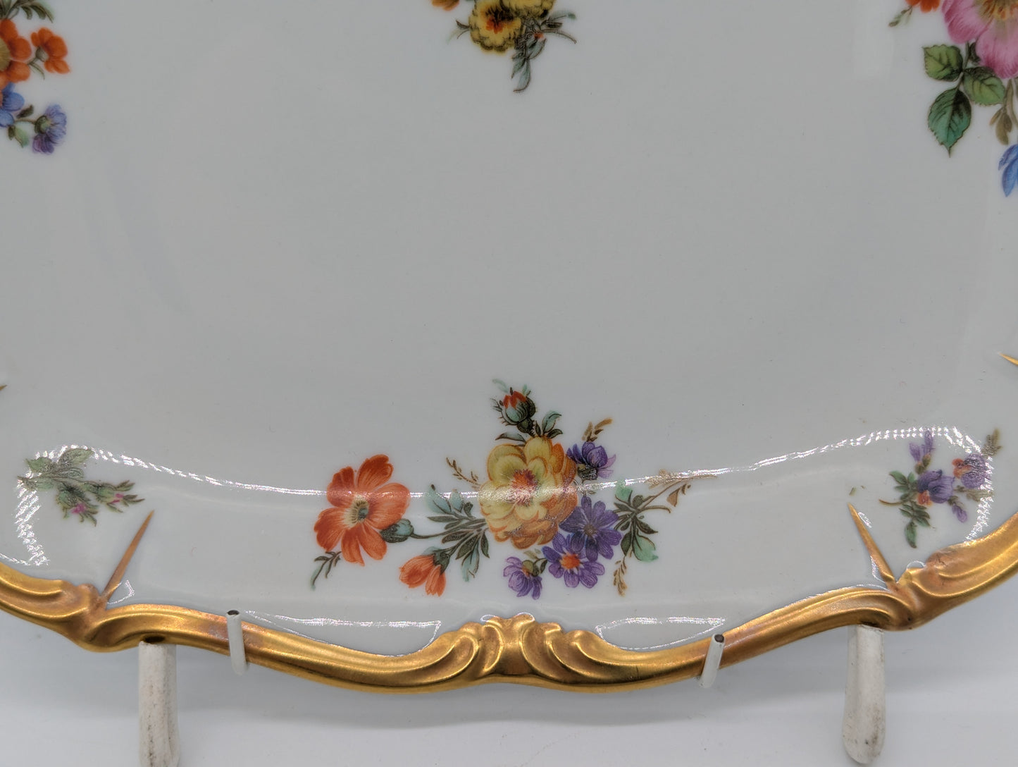 Edelstein Bavaria Porzellan Wandteller Handarbeit Blumendekor vergoldet