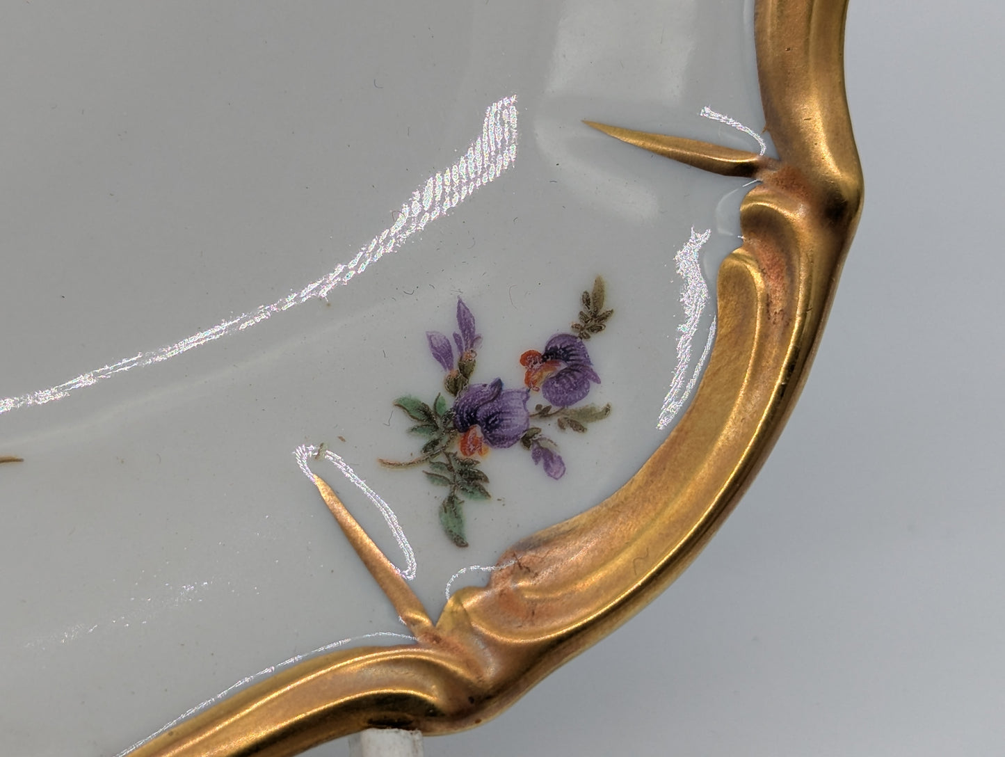 Edelstein Bavaria Porzellan Wandteller Handarbeit Blumendekor vergoldet