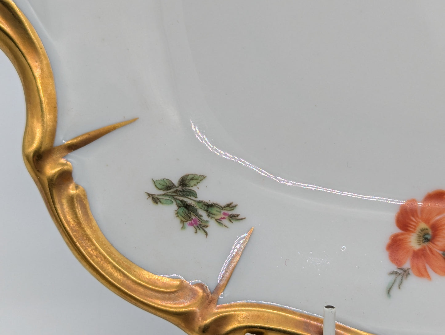 Edelstein Bavaria Porzellan Wandteller Handarbeit Blumendekor vergoldet