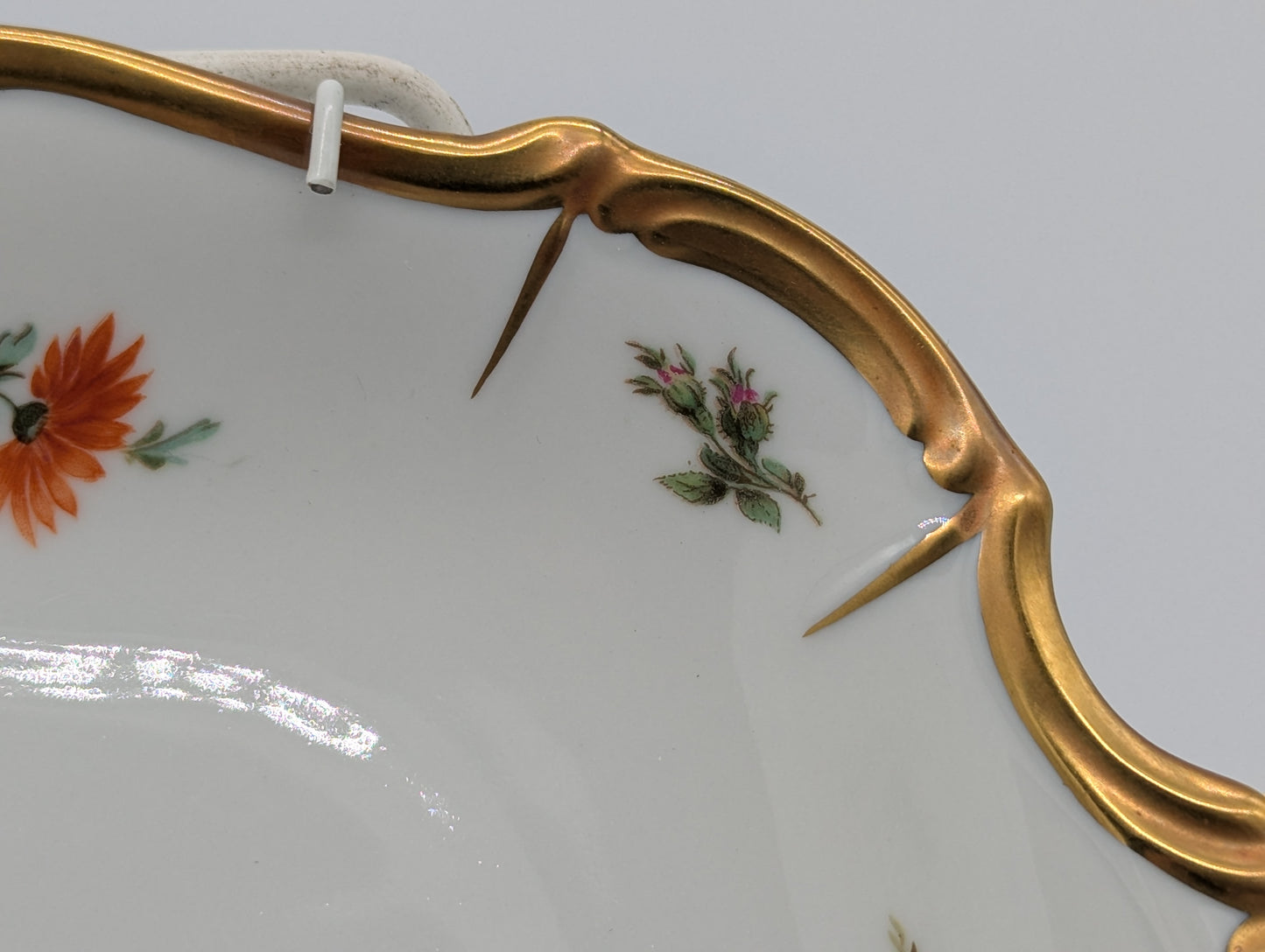 Edelstein Bavaria Porzellan Wandteller Handarbeit Blumendekor vergoldet