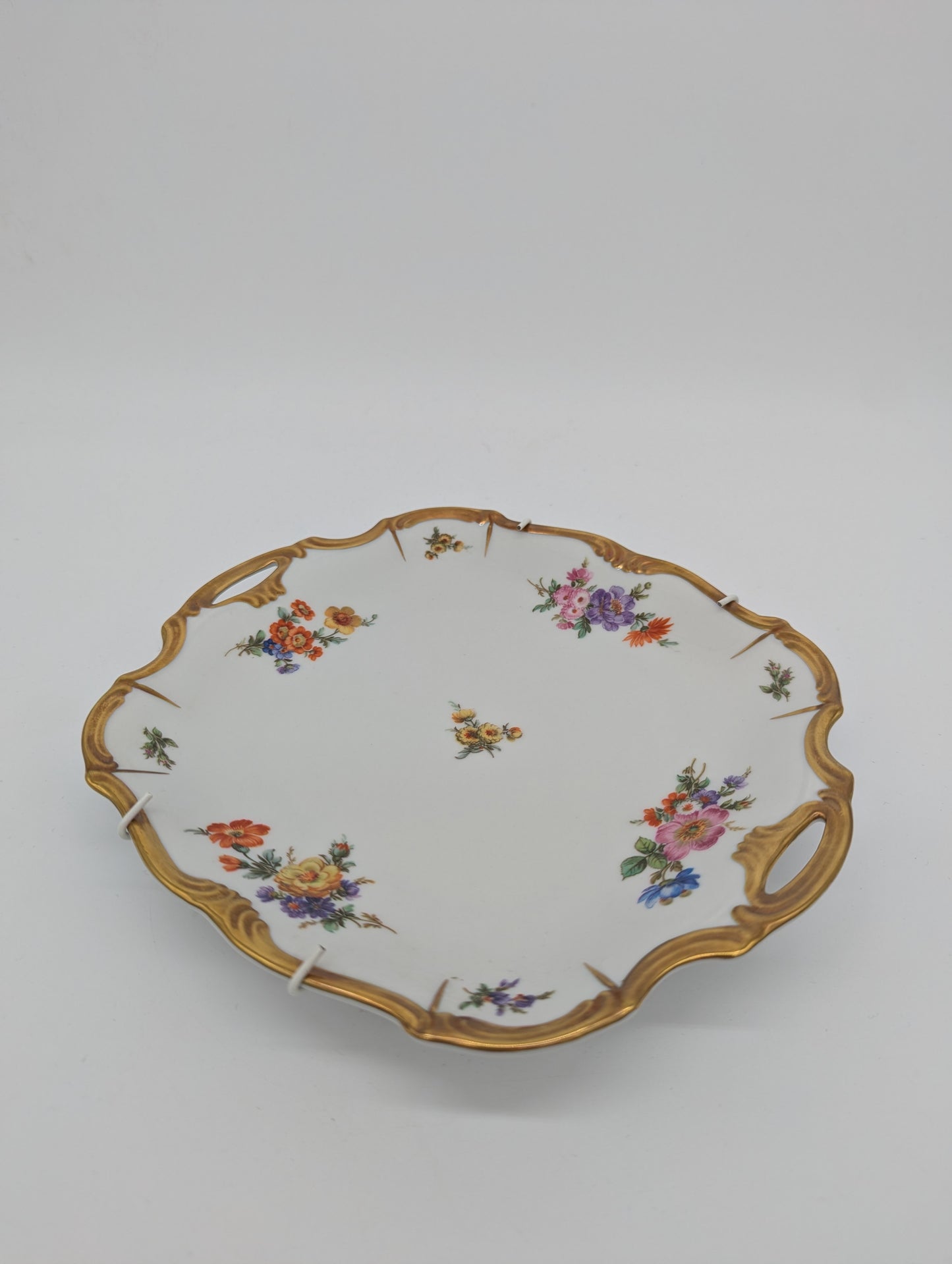Edelstein Bavaria Porzellan Wandteller Handarbeit Blumendekor vergoldet