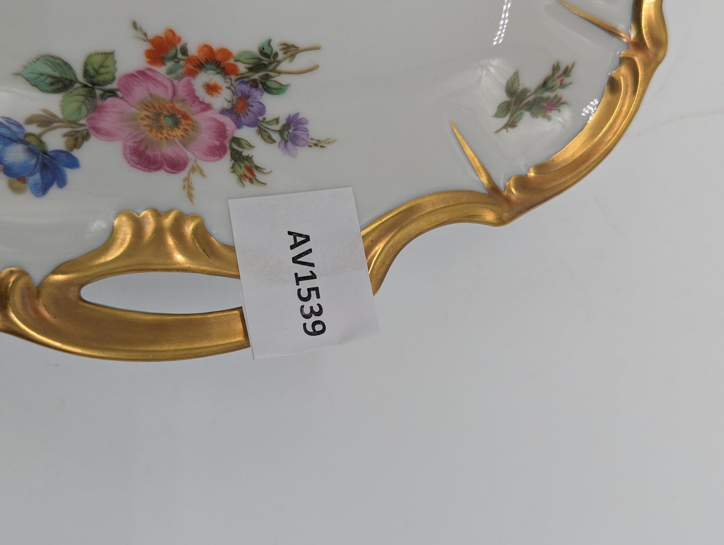 Edelstein Bavaria Porzellan Wandteller Handarbeit Blumendekor vergoldet