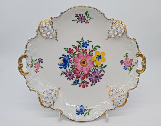 Rosenthal Molière Wandteller Blumendekor Durchbruch vergoldet