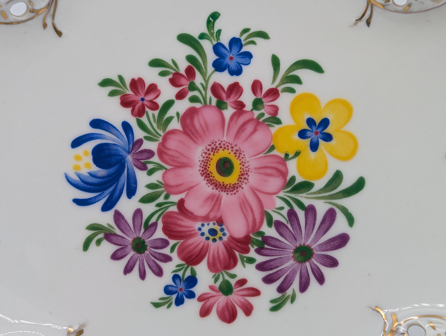 Rosenthal Molière Wandteller Blumendekor Durchbruch vergoldet