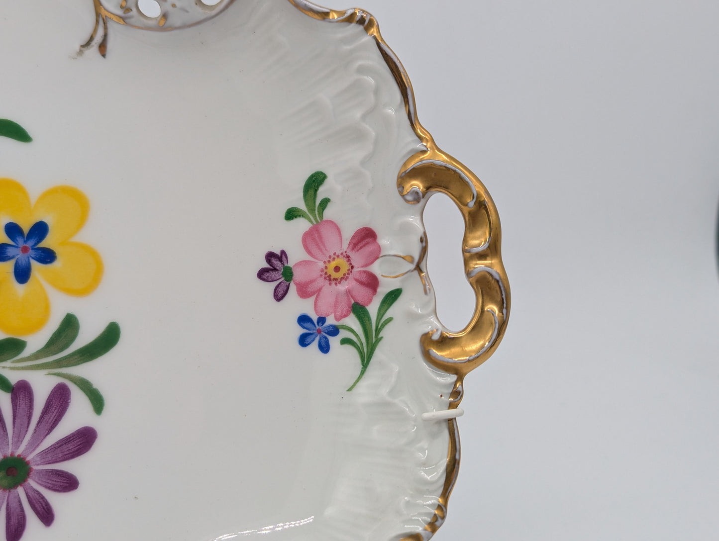 Rosenthal Molière Wandteller Blumendekor Durchbruch vergoldet