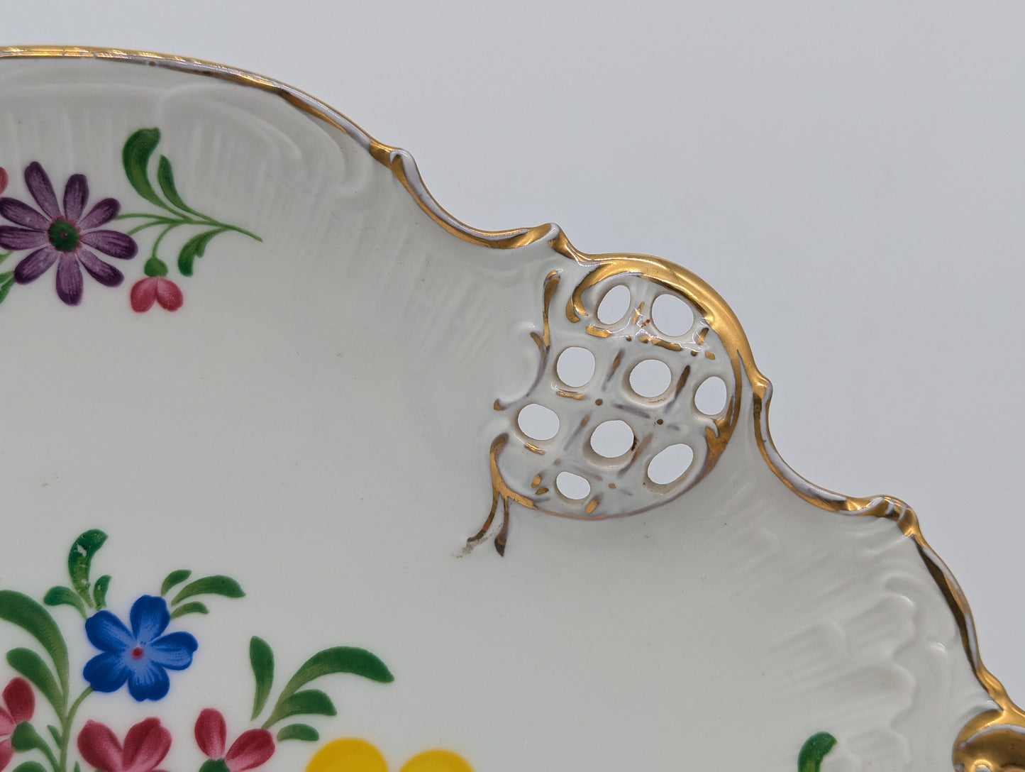 Rosenthal Molière Wandteller Blumendekor Durchbruch vergoldet