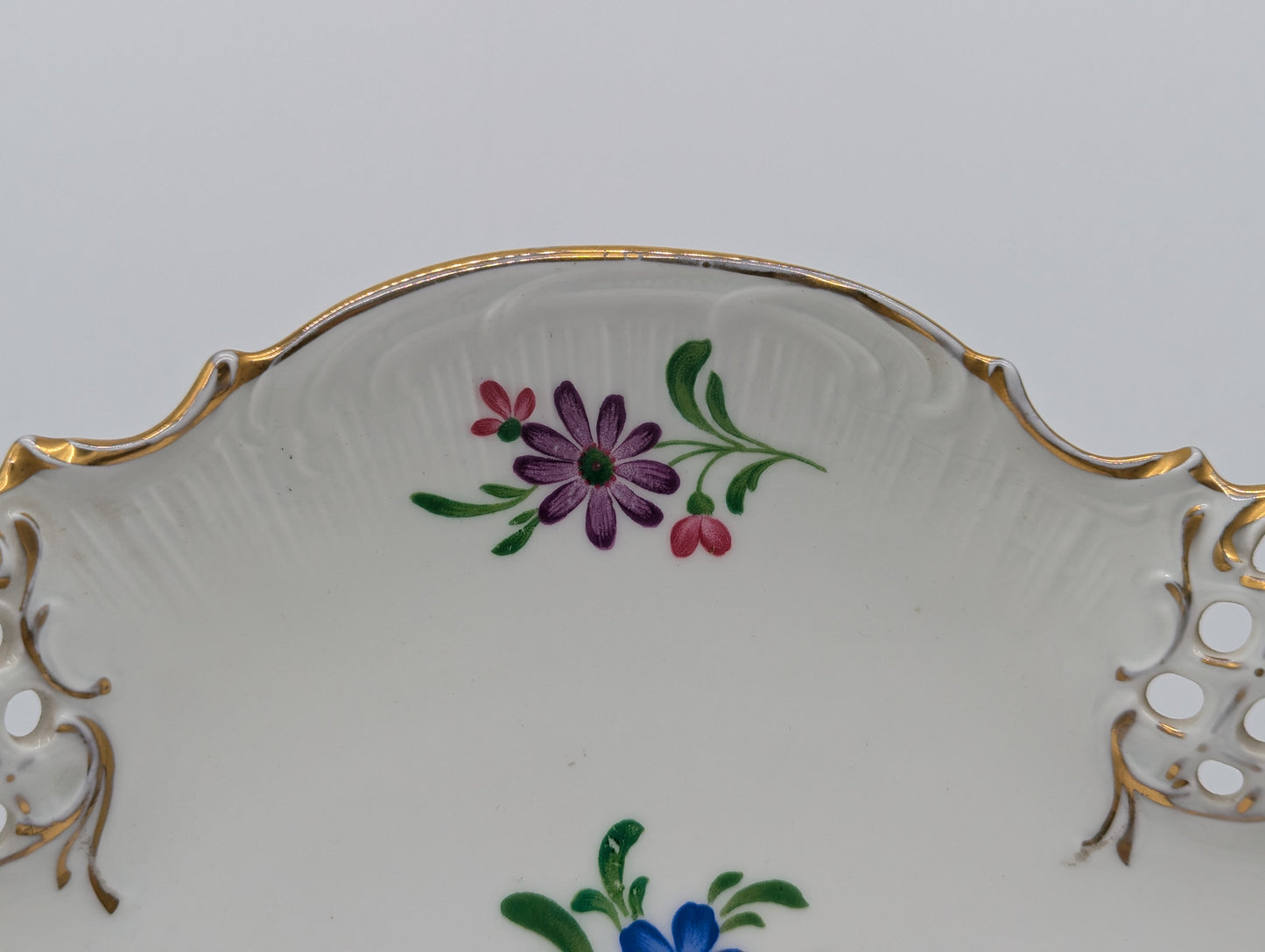 Rosenthal Molière Wandteller Blumendekor Durchbruch vergoldet