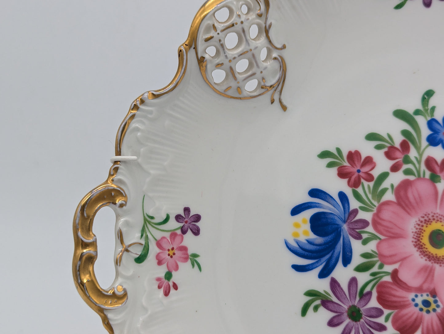 Rosenthal Molière Wandteller Blumendekor Durchbruch vergoldet