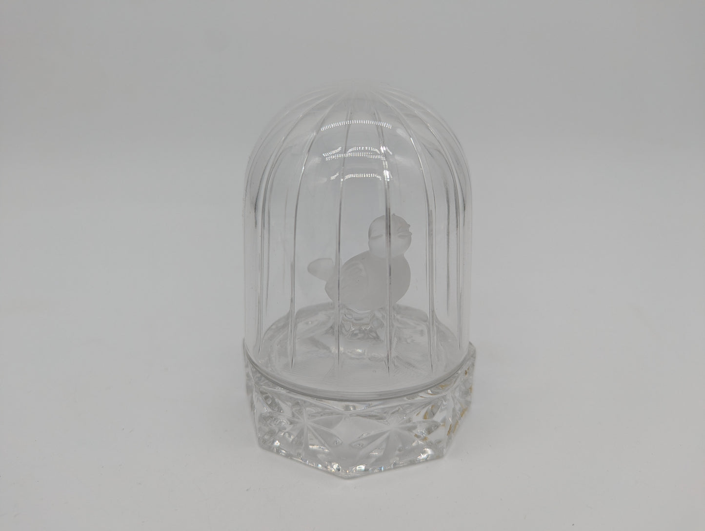 Hofbauer Glasfigur Vogel im Käfig Kristallglas Handarbeit Dekoration