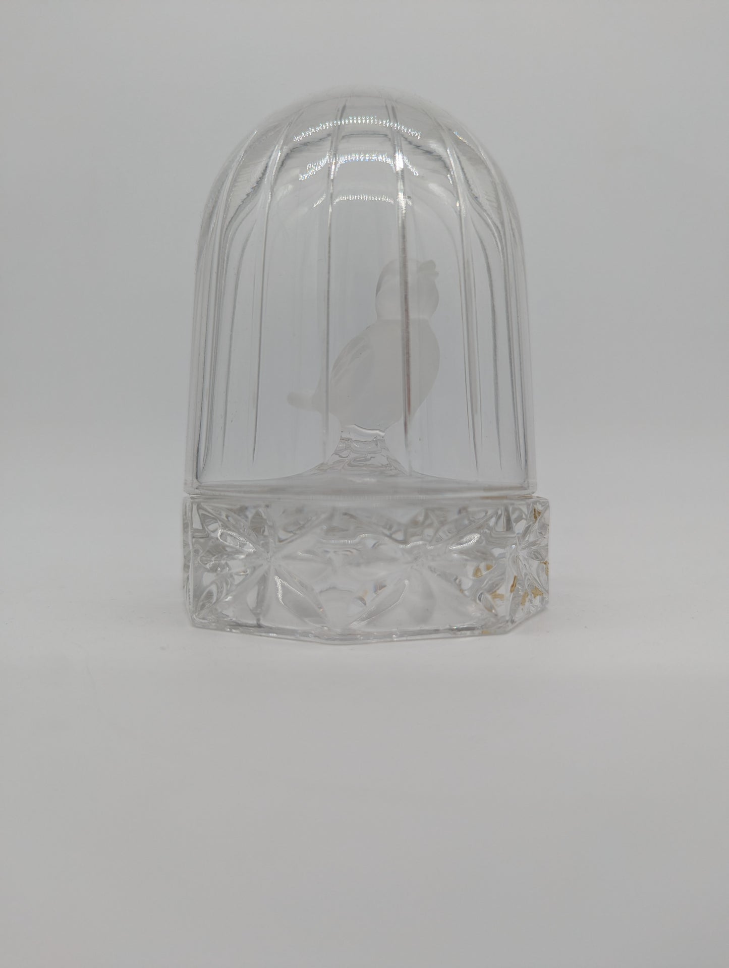 Hofbauer Glasfigur Vogel im Käfig Kristallglas Handarbeit Dekoration