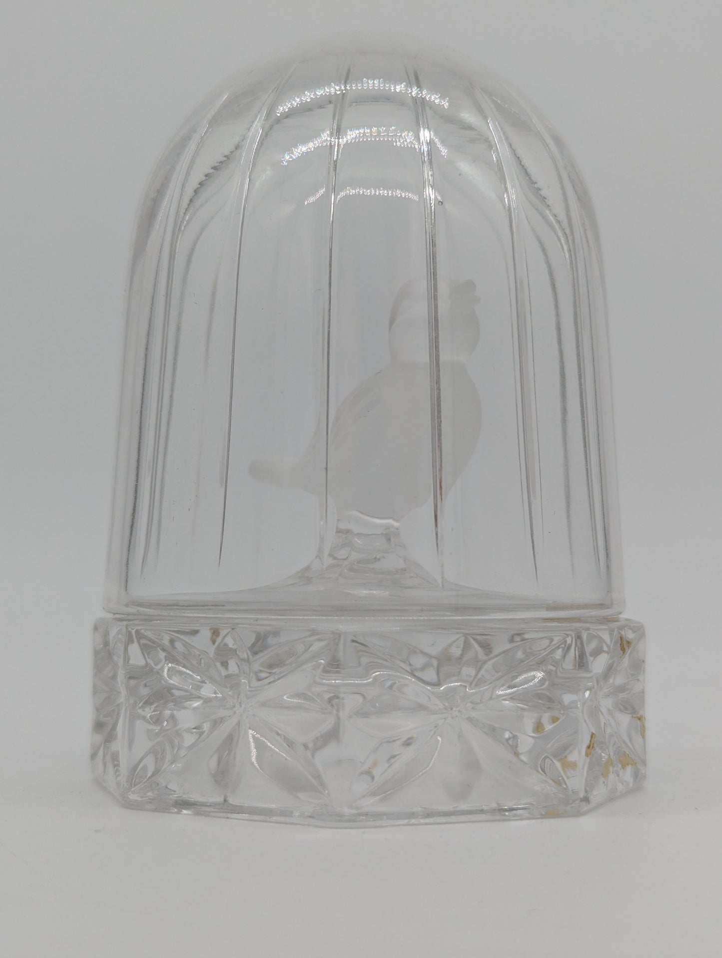 Hofbauer Glasfigur Vogel im Käfig Kristallglas Handarbeit Dekoration