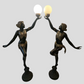Paar Art Deco Bronze Lampen Tänzerinnen Figuren Lebensgroß