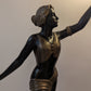 Paar Art Deco Bronze Lampen Tänzerinnen Figuren Lebensgroß