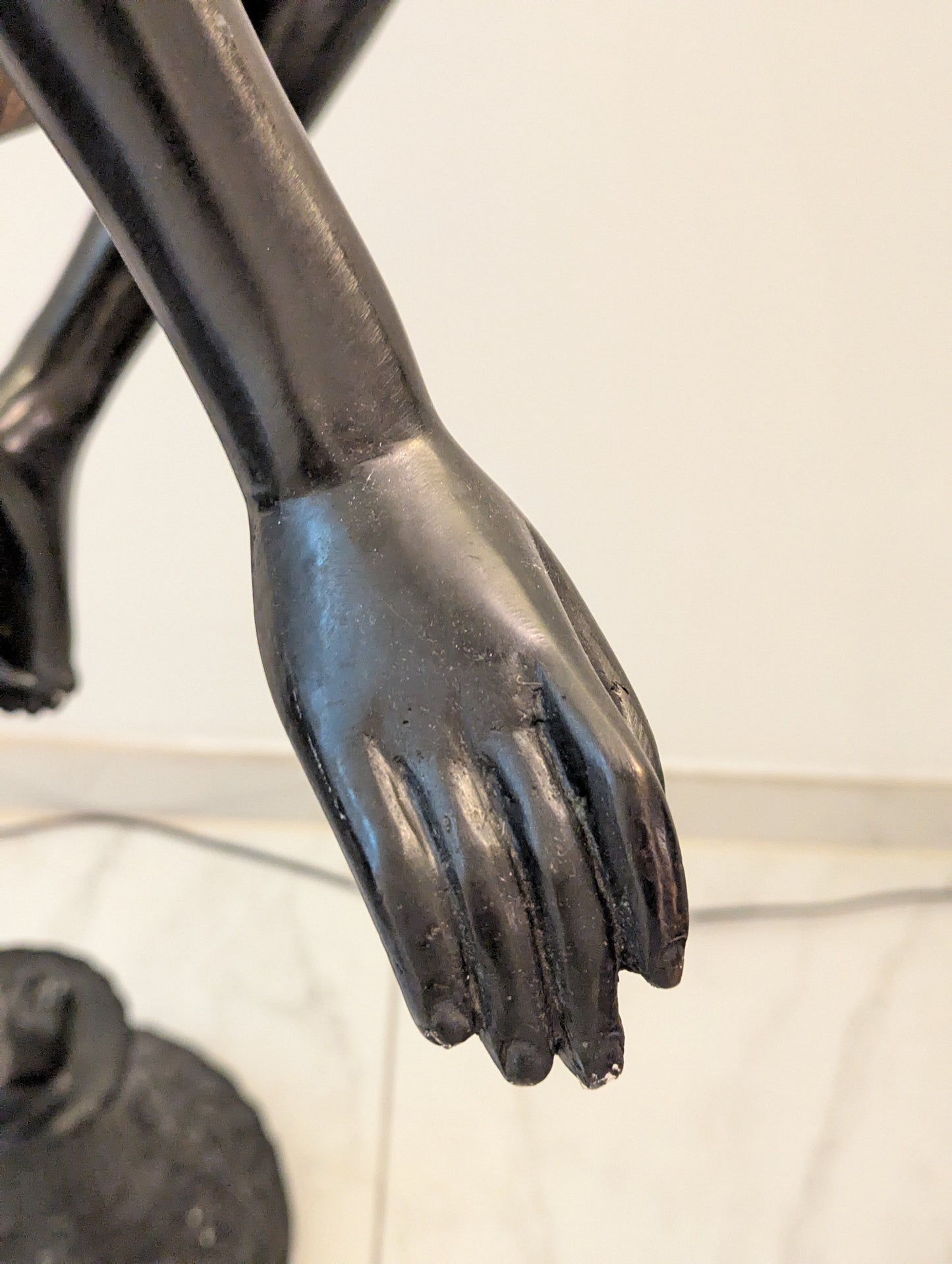 Paar Art Deco Bronze Lampen Tänzerinnen Figuren Lebensgroß