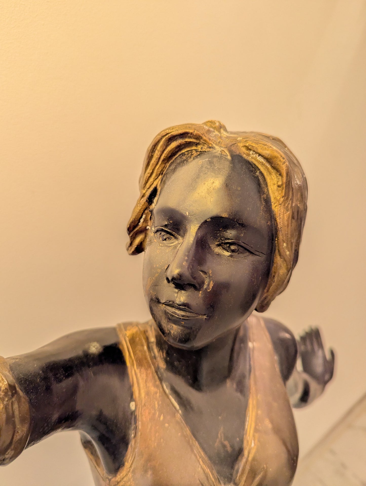 Paar Art Deco Bronze Lampen Tänzerinnen Figuren Lebensgroß