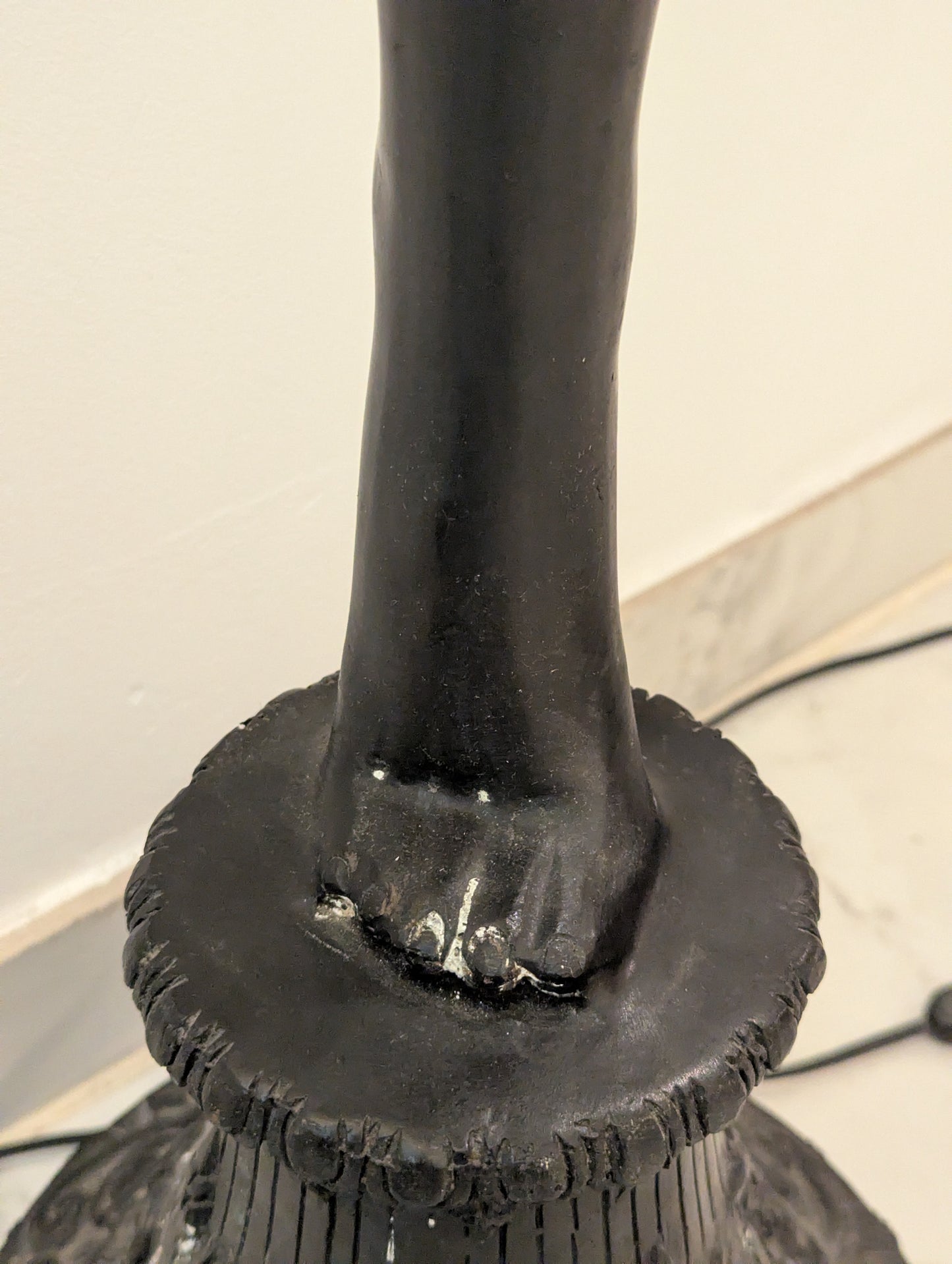 Paar Art Deco Bronze Lampen Tänzerinnen Figuren Lebensgroß