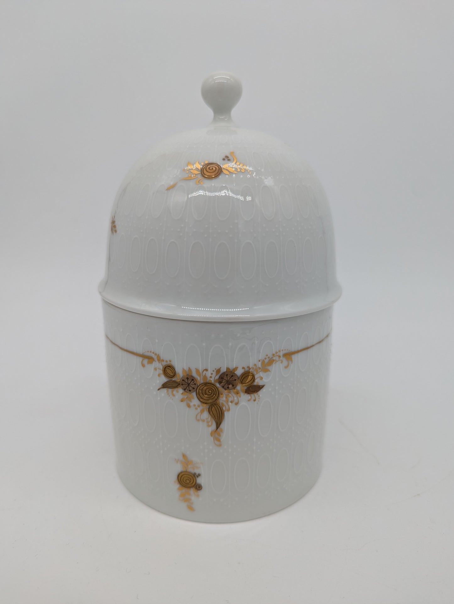 Rosenthal Porzellan Keksdose Weiß Gold Reliefdekor handgemalt