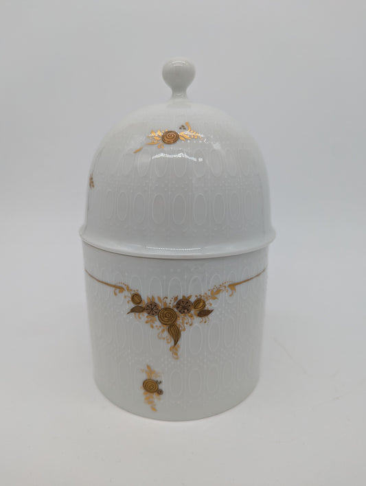 Rosenthal Porzellan Keksdose Weiß Gold Reliefdekor handgemalt