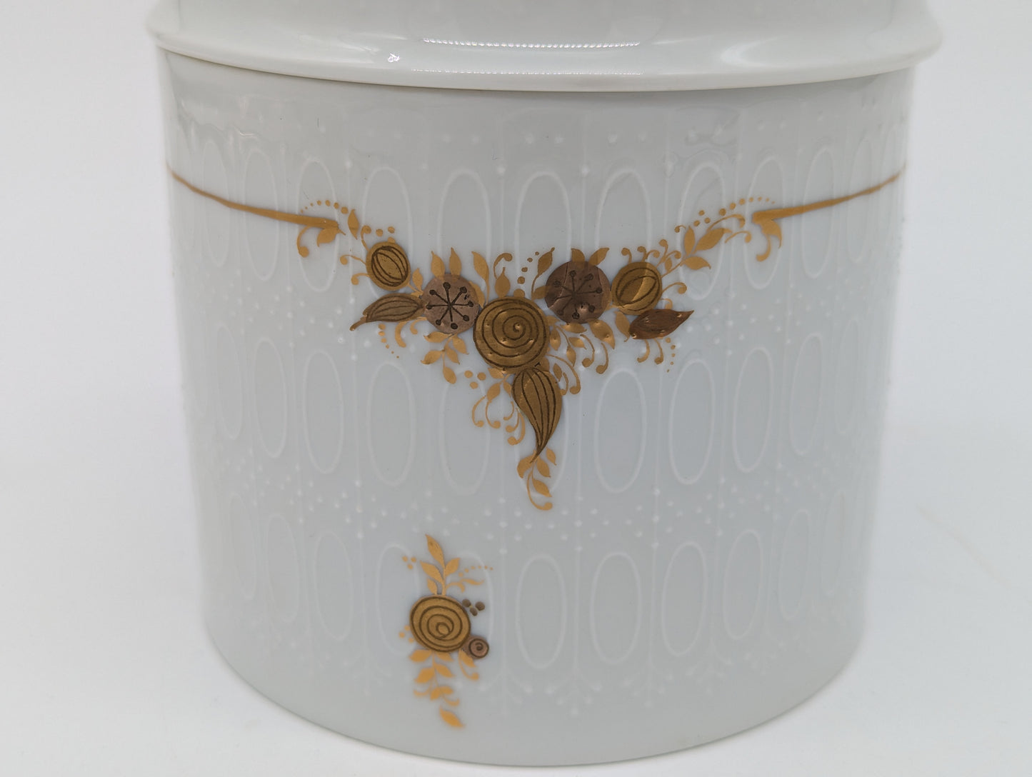 Rosenthal Porzellan Keksdose Weiß Gold Reliefdekor handgemalt