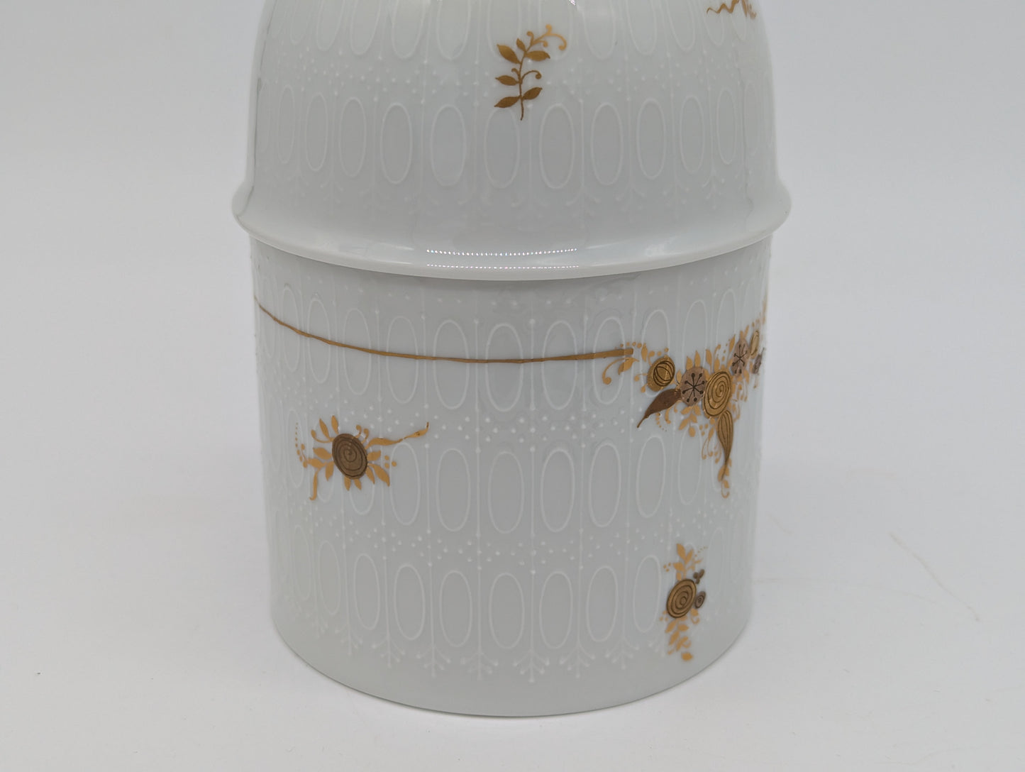 Rosenthal Porzellan Keksdose Weiß Gold Reliefdekor handgemalt