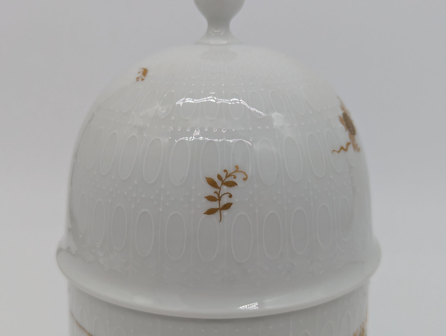 Rosenthal Porzellan Keksdose Weiß Gold Reliefdekor handgemalt