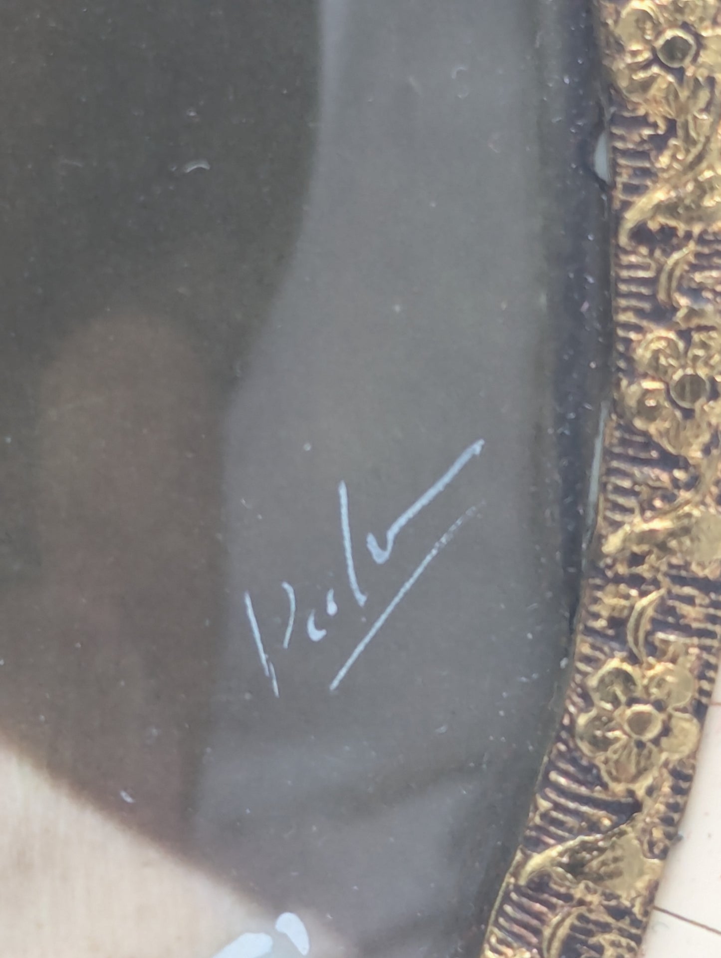 Lupenmalerei Miniaturmalerei Porträt Auguste Viktoria im verzierten Rahmen