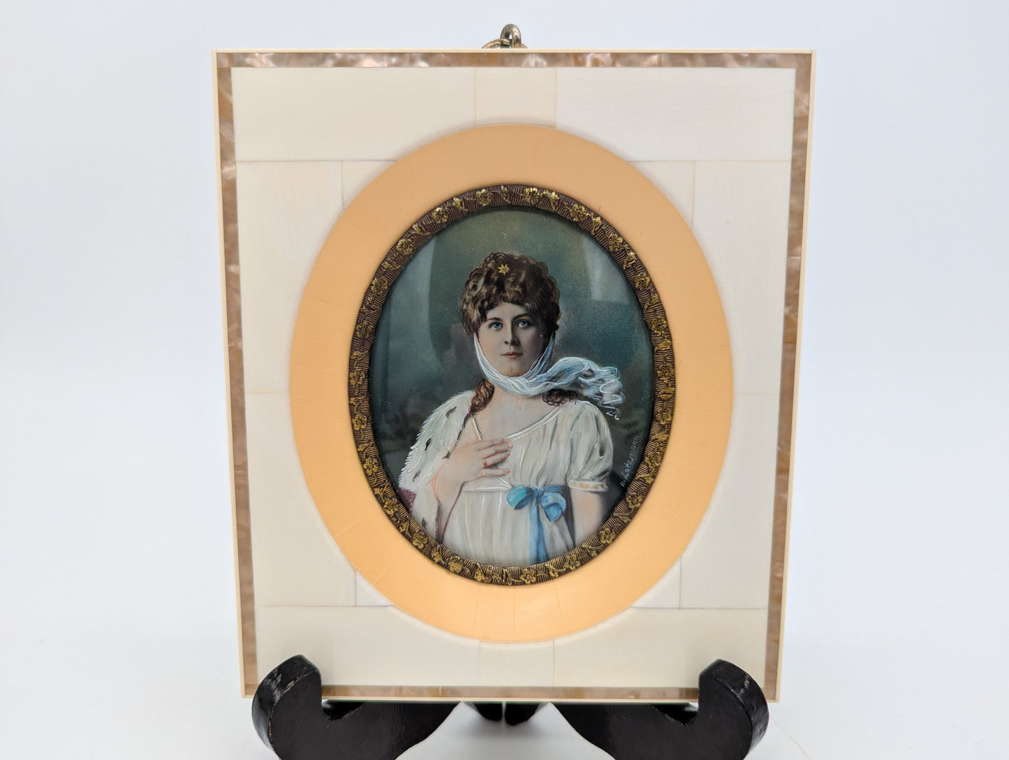 Lupenmalerei Miniaturmalerei Porträt einer Dame nach Lotzmann Klassische Kunst