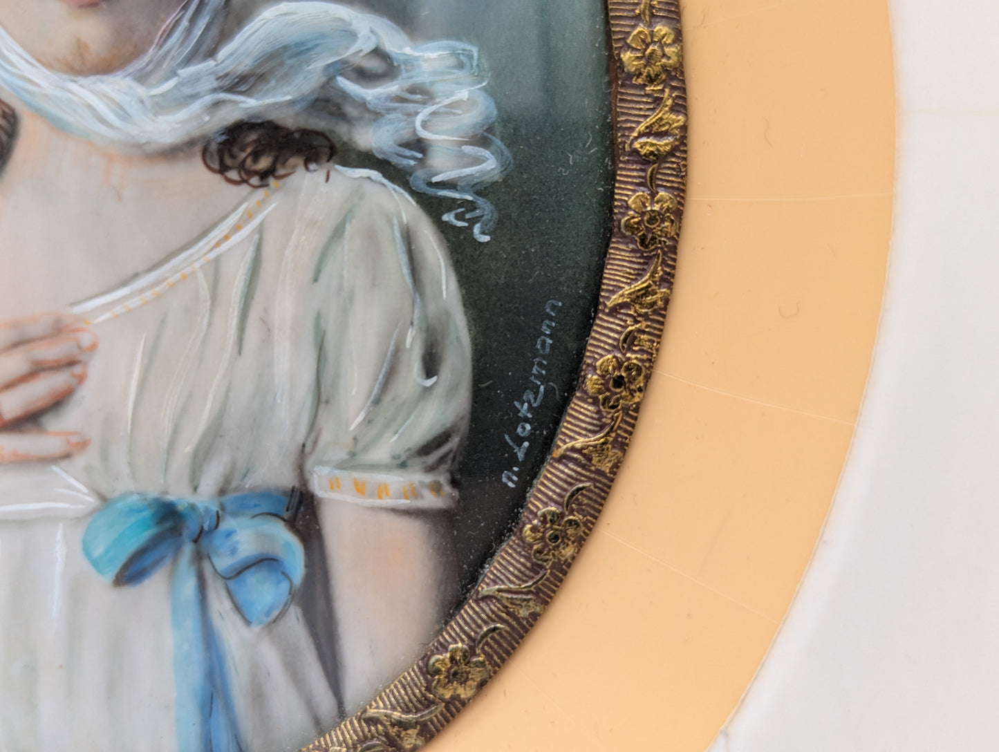 Lupenmalerei Miniaturmalerei Porträt einer Dame nach Lotzmann Klassische Kunst