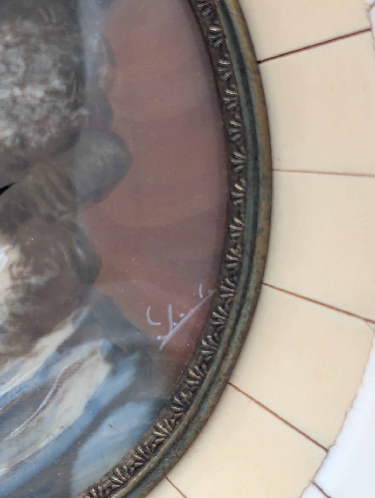 Lupenmalerei Miniaturmalerei Porträt einer Dame mit Hut Klassische Kunst signiert