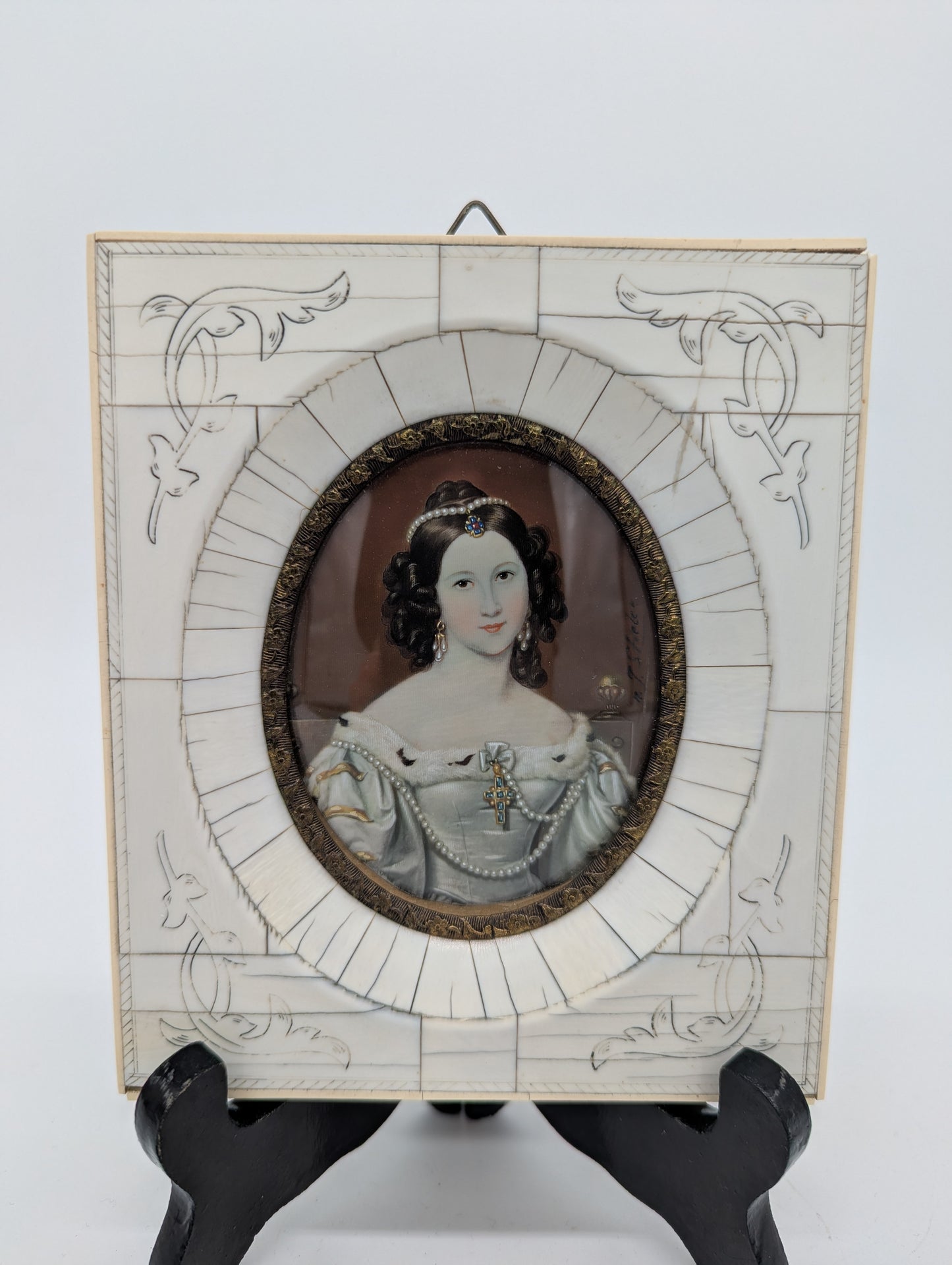 Lupenmalerei Porträt Prinzessin Charlotte von Hagen nach Joseph Stieler