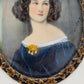 Lupenmalerei Miniaturmalerei Porträt einer Dame im blauen Kleid signiert