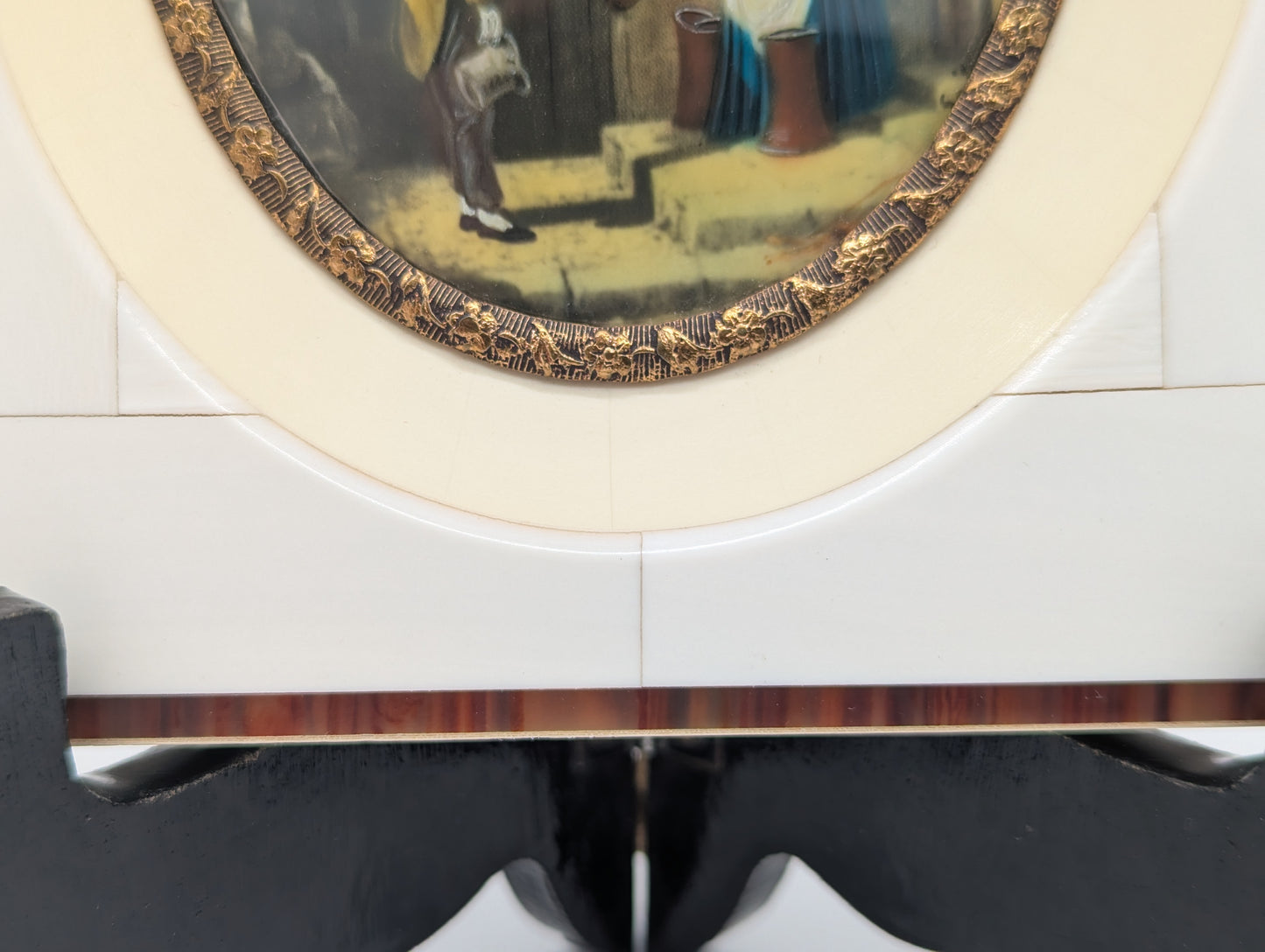 Lupenmalerei Der Gratulant nach Spitzweg feine Porträt Miniatur im Rahmen