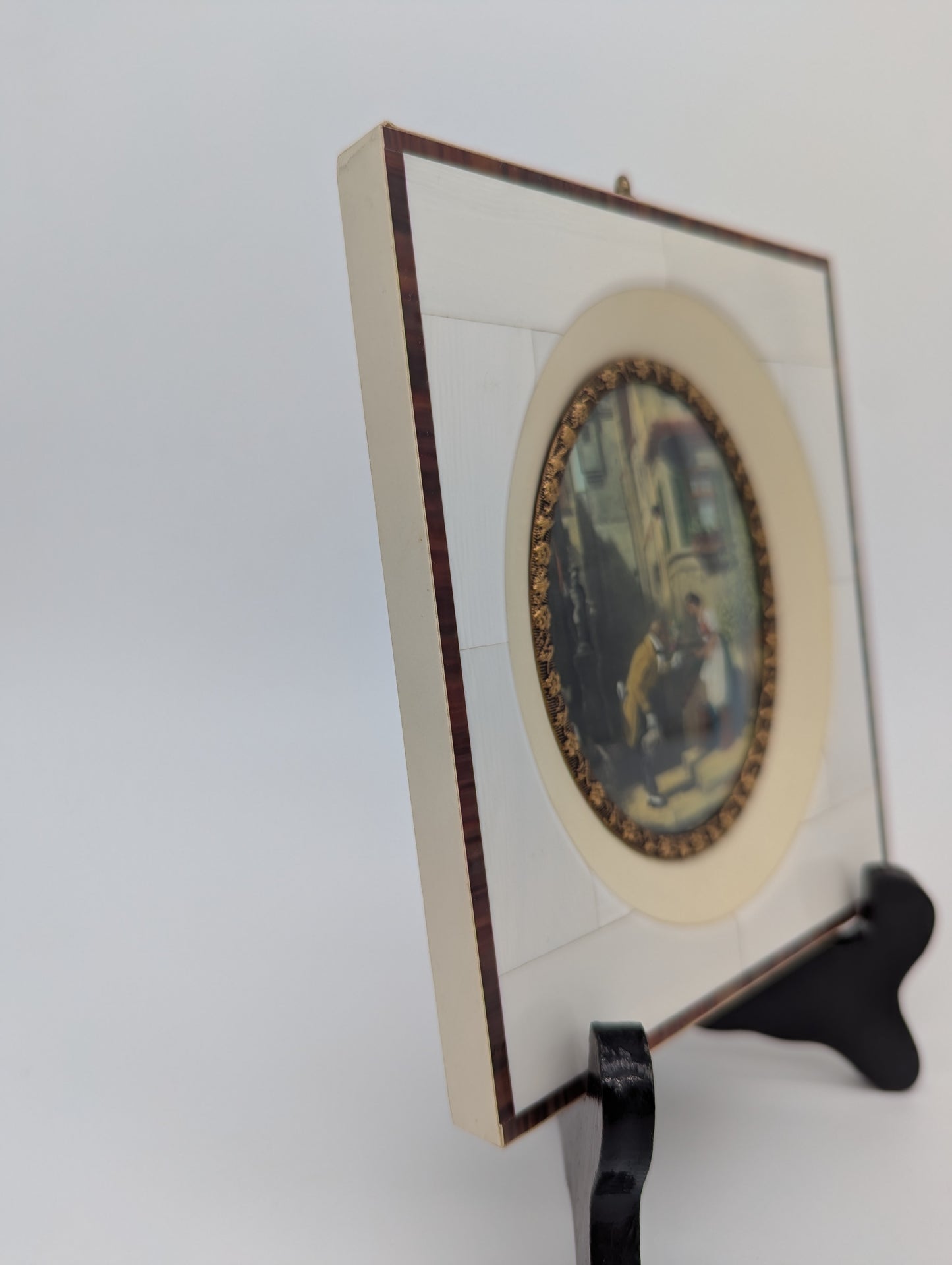 Lupenmalerei Der Gratulant nach Spitzweg feine Porträt Miniatur im Rahmen