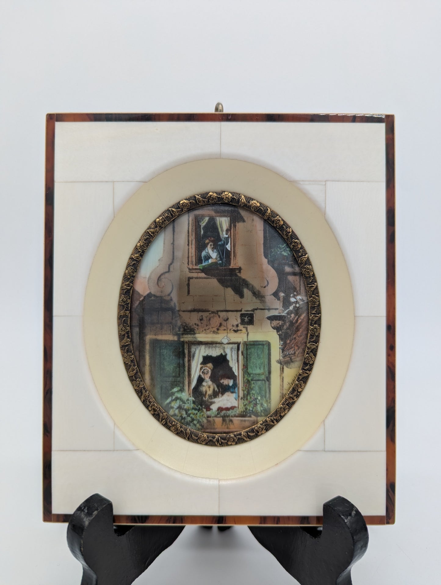 Lupenmalerei Der Liebesbrief nach Spitzweg feine Porträt Miniatur im Rahmen