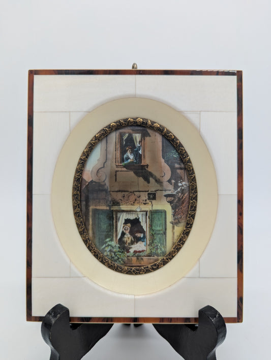 Lupenmalerei Der Liebesbrief nach Spitzweg feine Porträt Miniatur im Rahmen