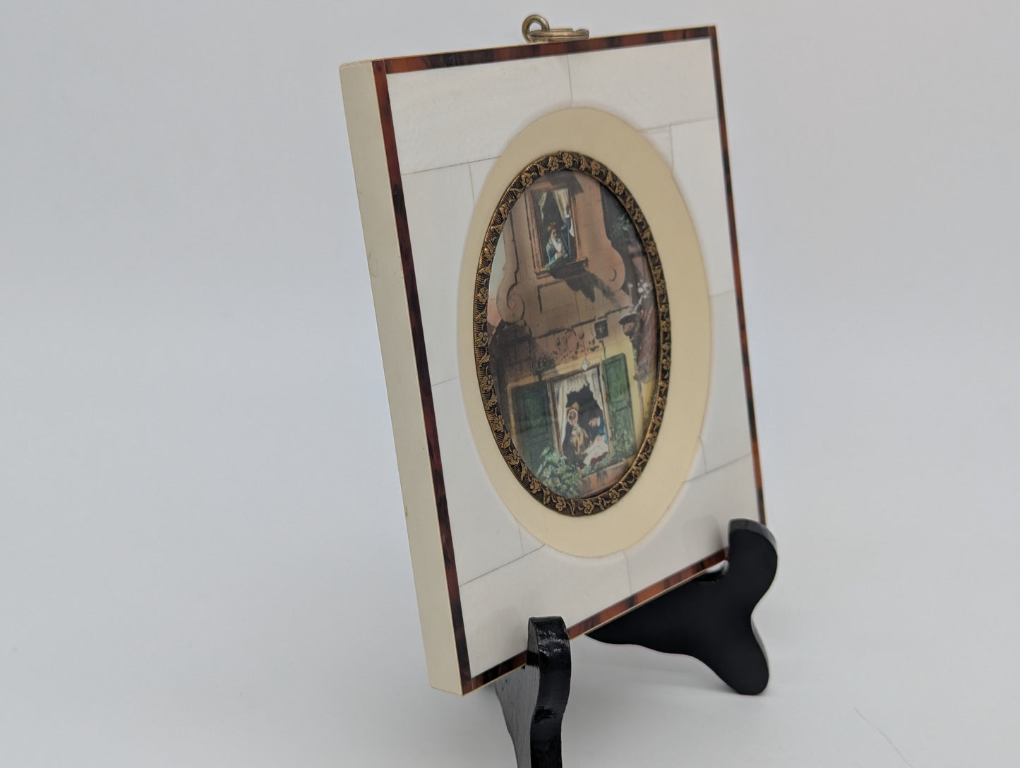 Lupenmalerei Der Liebesbrief nach Spitzweg feine Porträt Miniatur im Rahmen