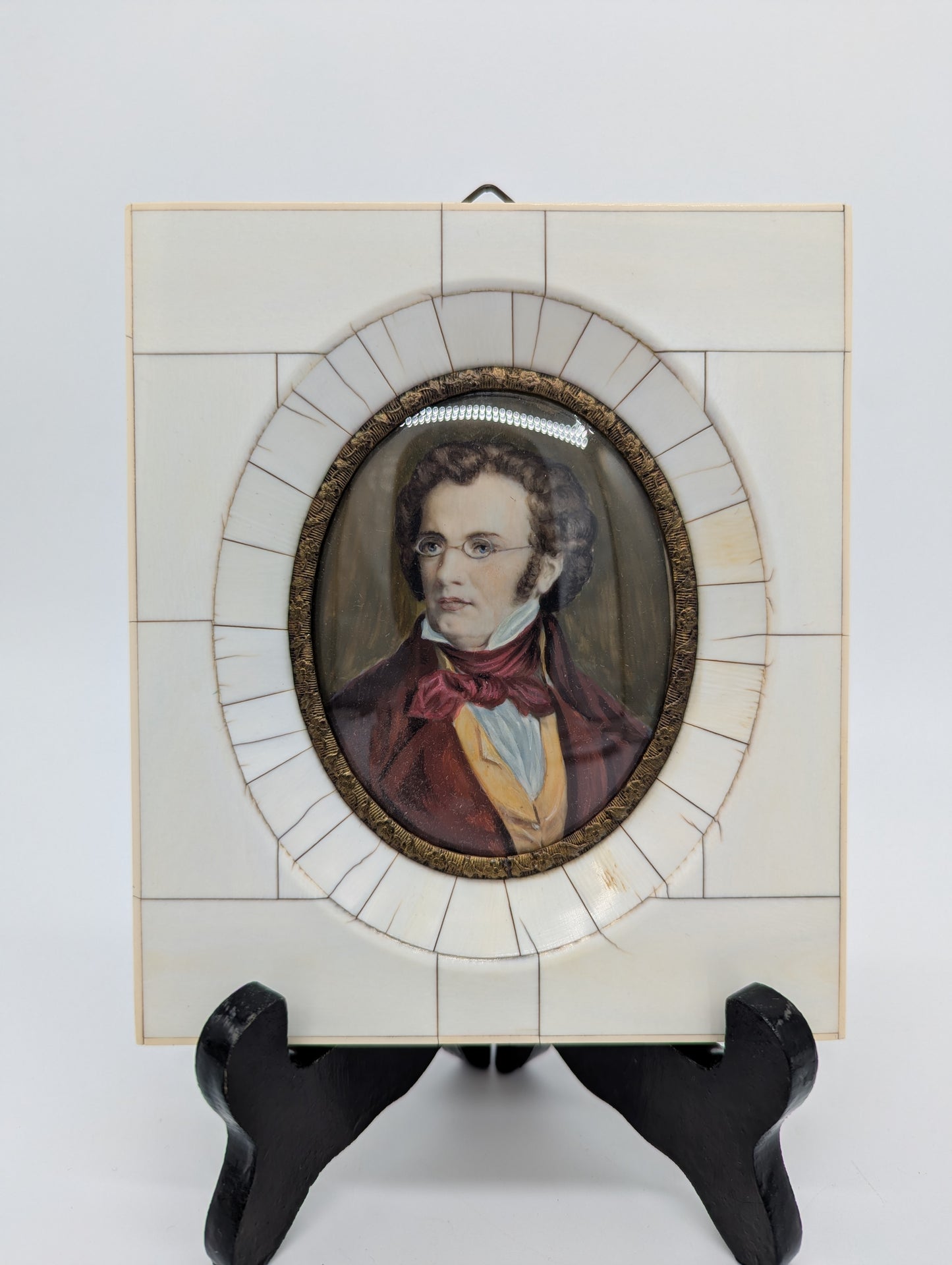 Lupenmalerei Franz Schubert feine Porträt Miniatur im ovalen Rahmen Bild