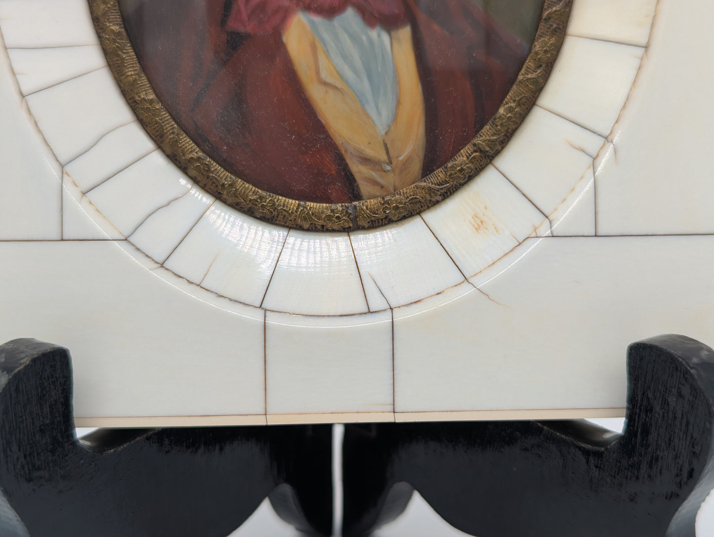 Lupenmalerei Franz Schubert feine Porträt Miniatur im ovalen Rahmen Bild