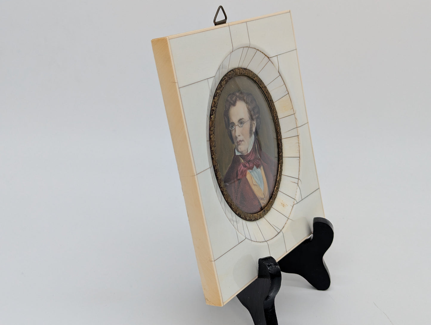 Lupenmalerei Franz Schubert feine Porträt Miniatur im ovalen Rahmen Bild