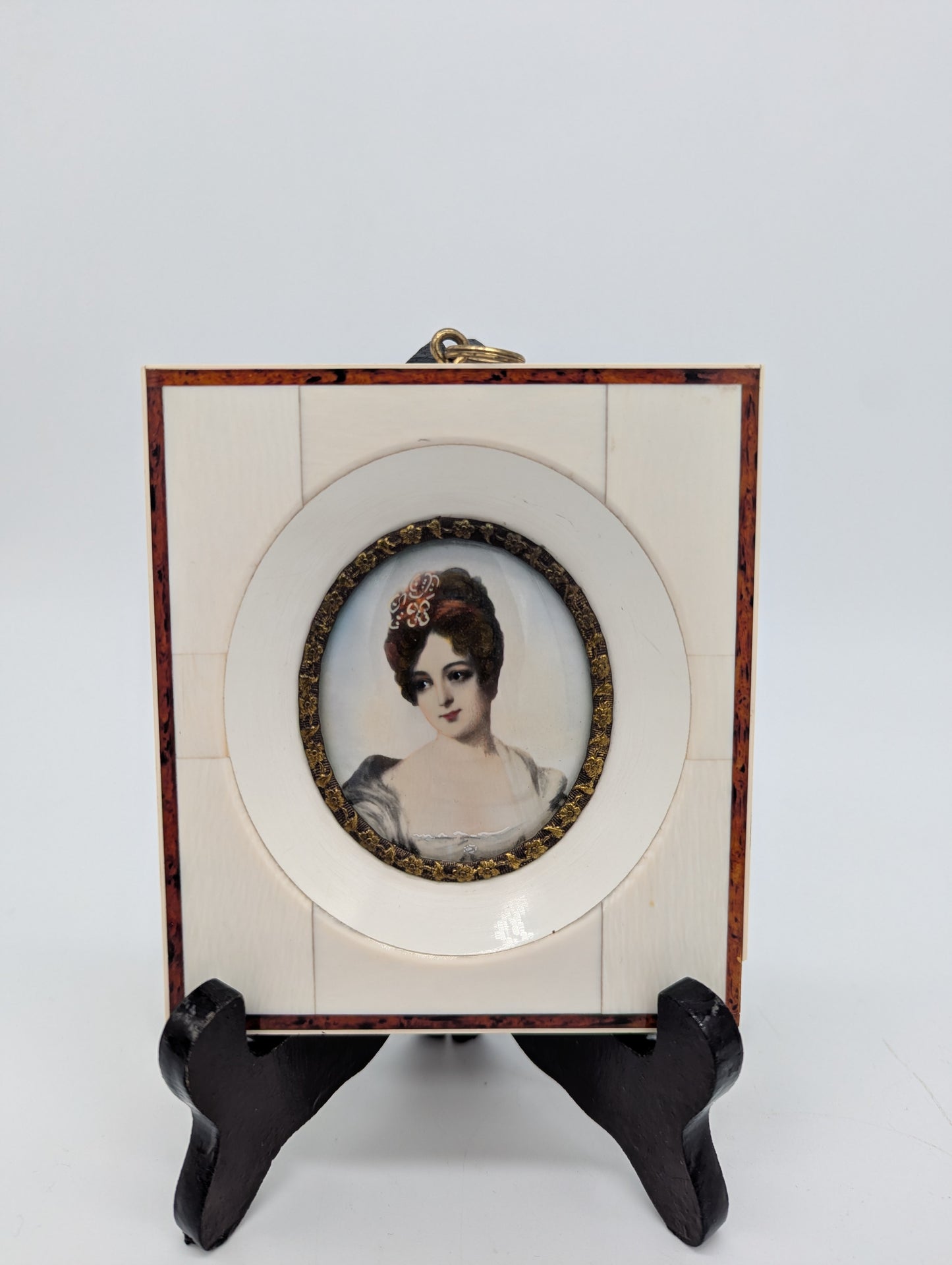 Lupenmalerei Herzogin von Devonshire feine Porträt Miniatur im Rahmen